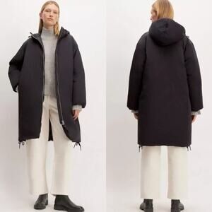 Everlane ReDown Puffer Full Zip Coat Mid Length Black Women Medium NWT